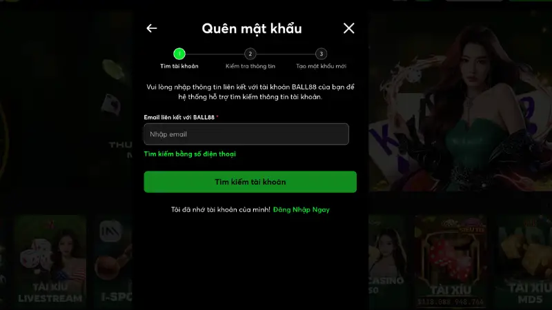 Bạn truy cập vào mục quên mật khẩu và nhập email đã đăng ký